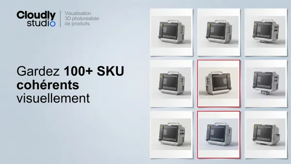 Plus de 100 SKUs visuellement cohérents - Visualisation 3D à l’échelle catalogue