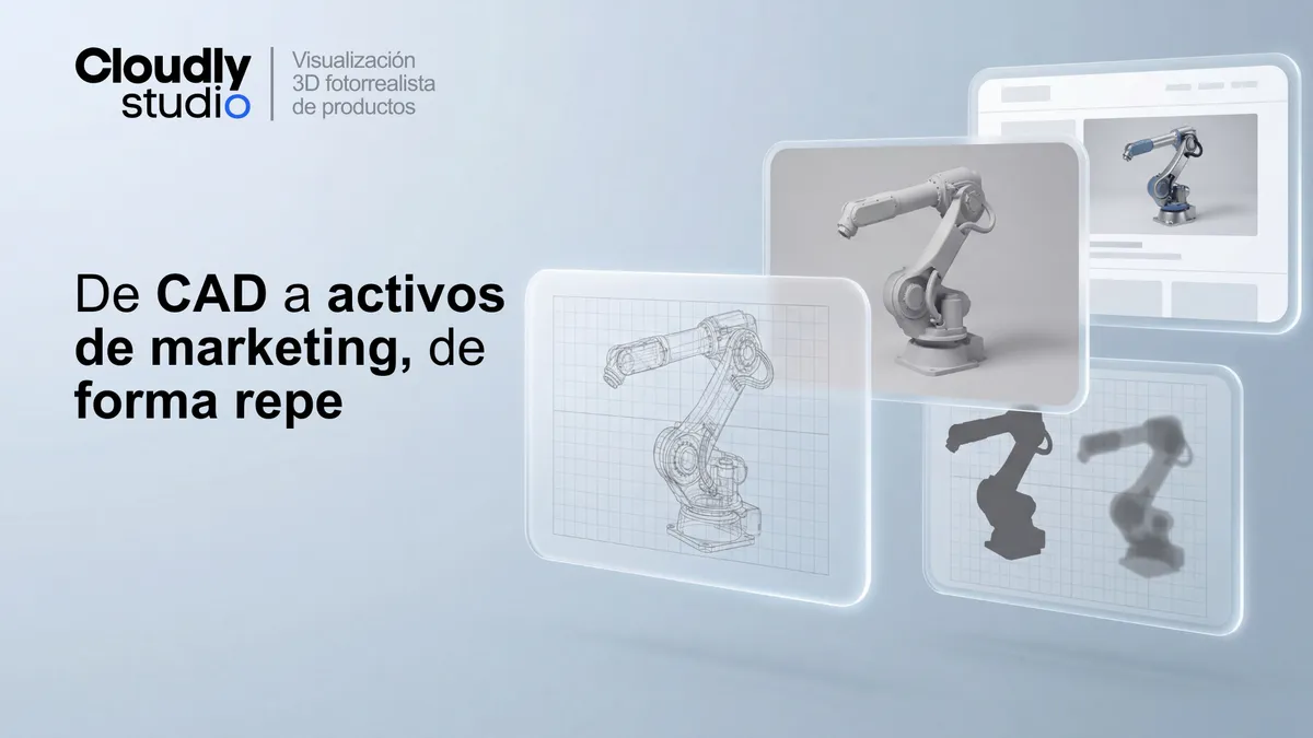 De CAD a activos de marketing, de forma repetible: Especificaciones, QA y flujo de trabajo que realmente se entrega