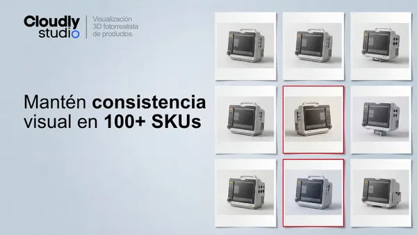 Más de 100 SKUs consistentes - Visualización 3D a escala de catálogo